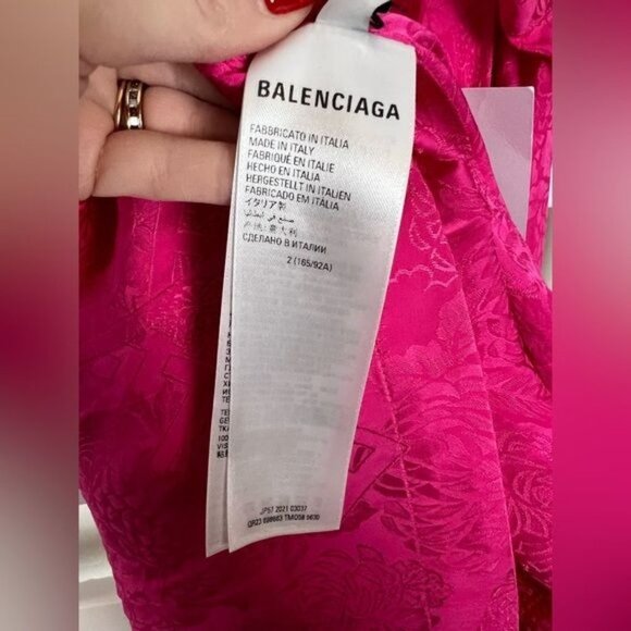 BALENCIAGA NEW Jacquard Pink Oversized Slip Dress Size 2 MSRP $1650 - Picture 5 of 13